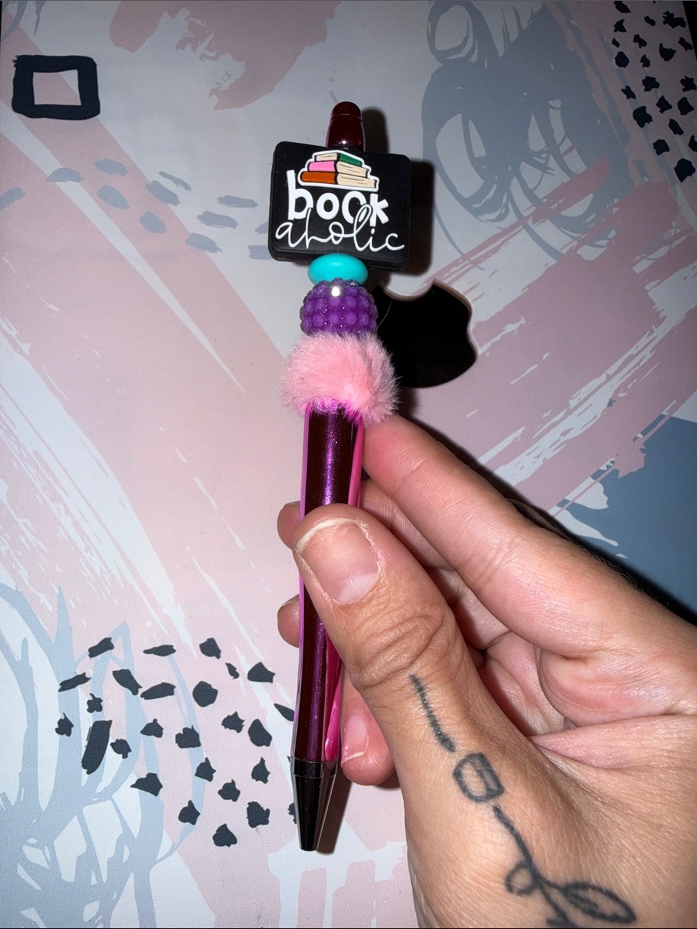 New Bookaholic Pink Metallic Novelty Pen - Picture 2 of 2